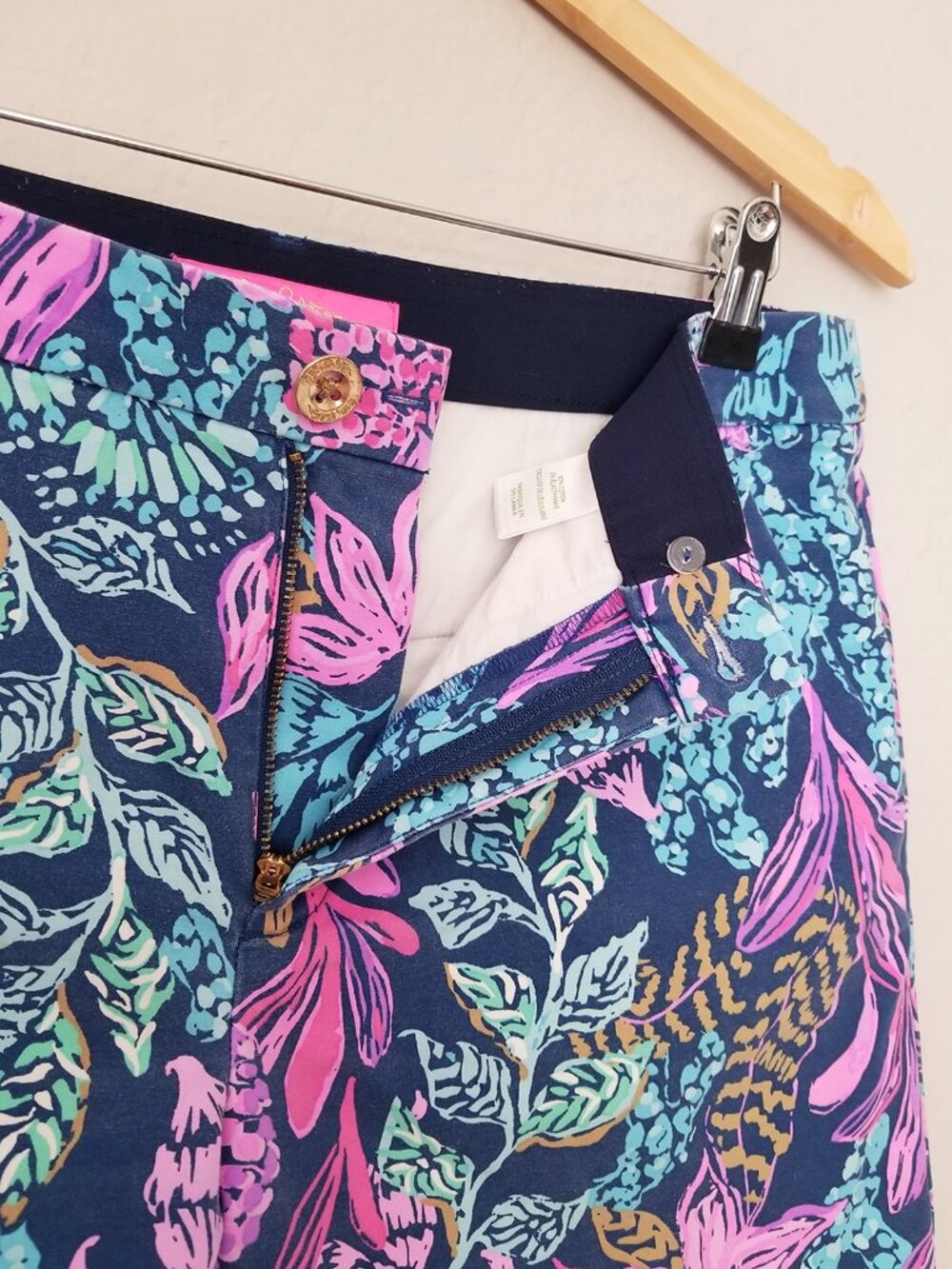 Lilly Pulitzer Gretchen High Rise Shorts 5" Inseam Aegean Navy Calypso Coast 10 - Picture 8 of 14